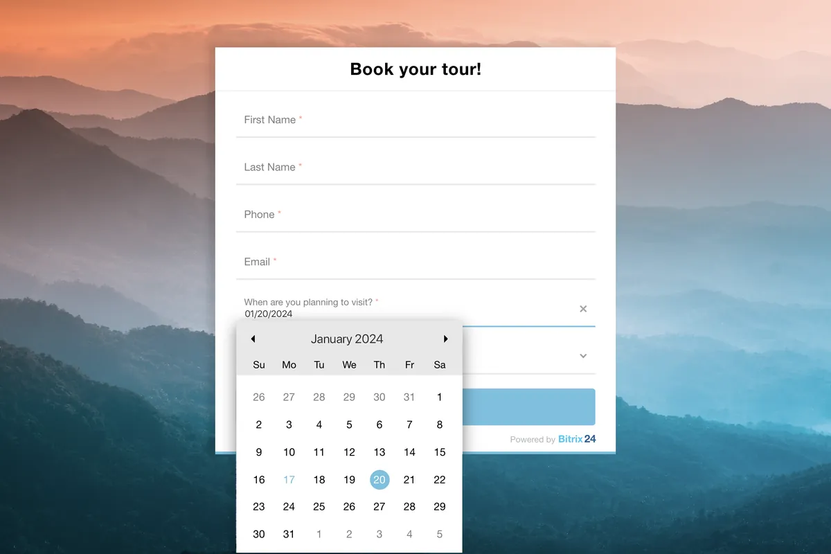 Tela do Bitrix24: Formulário no CRM